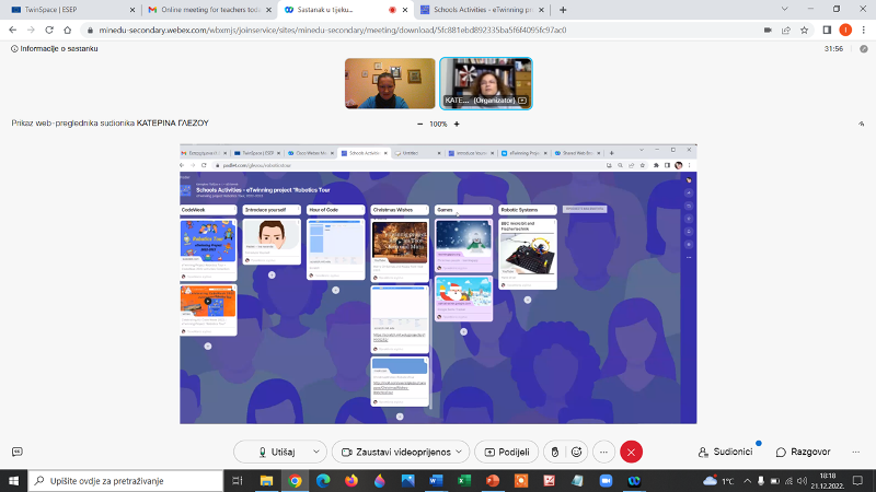 eTwinning project Robotics Tour - online meeting